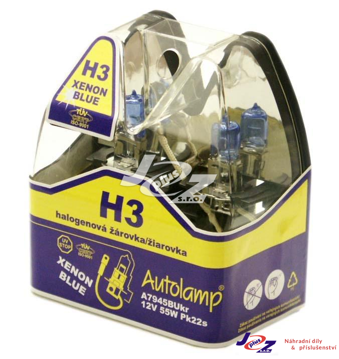 krabička AUTOLAMP H3 12V 55W PK22s XENON BLUE 2ks