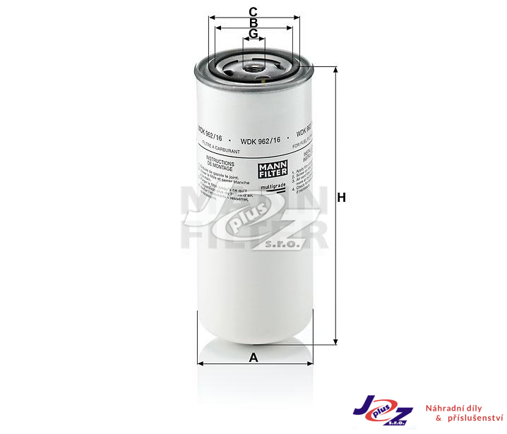 Filtr palivový DAF95XF,Iveco Cursor WDK962/16 - MANN FILTER