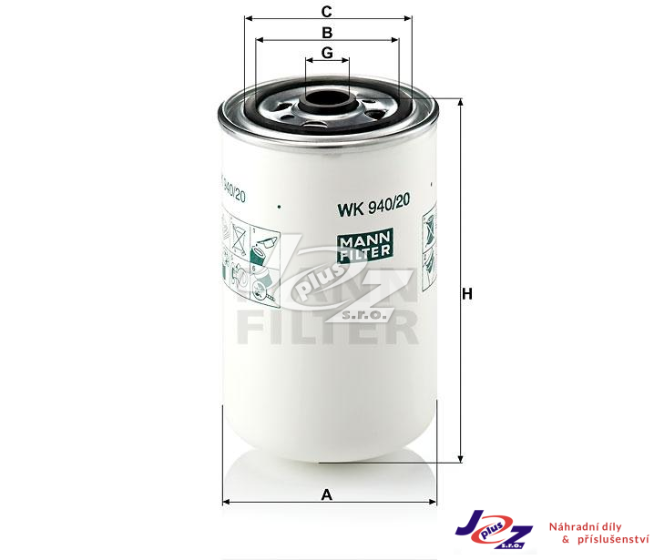 Filtr palivový RVI Premium WK940/20 - MANN FILTER