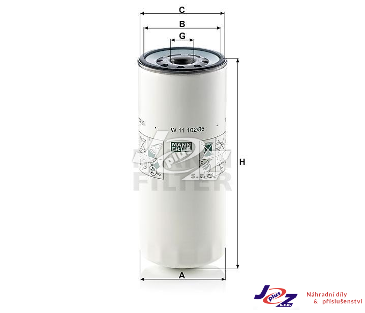 Olejový filtr Volvo F12,B10M  W11102/4
