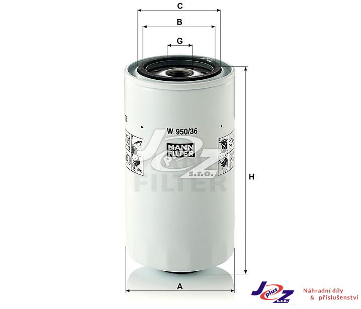 Olejový filtr IVECO TECTOR W950/36