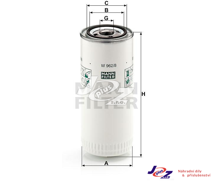 Olejový filtr DAF65CF,BOVA  W962/8