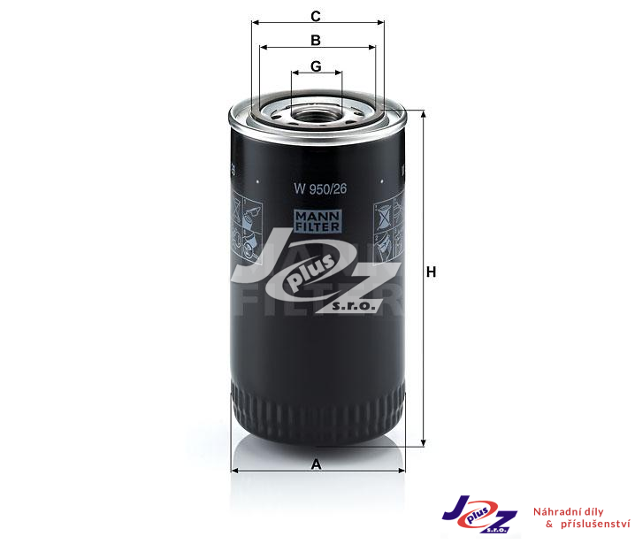 Olejový filtr KAROSA 950,DAF,Iveco W950/26